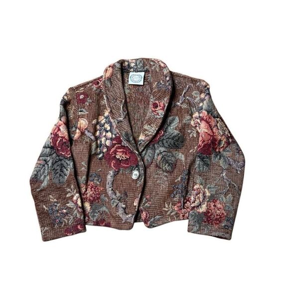 American Vintage Sugar Street Weavers Tapestry Flowers Jacket Womens Small Mediu - Picture 1 of 6